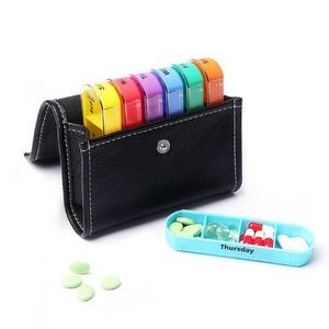 Weekly 7 Day Pill Box w/PU Leather Bag