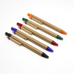 Eco-Friendly Kraft Paper Ballpoint Pen with Bamboo Clip