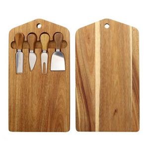 Wooden Cheese Board with Stainless Steel Knife Set