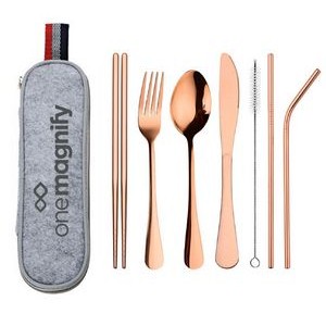 Colorful Stainless Steel Cutlery Set In Felt Bag