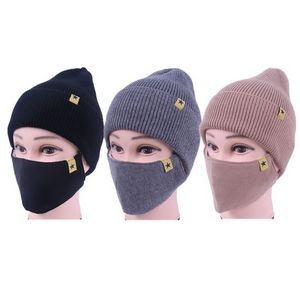 2 Pcs/Set Winter Knitted Hat & Face Mask