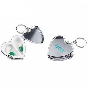 Promotional 2 Cases Medical Heart Shape Metal Pill Box