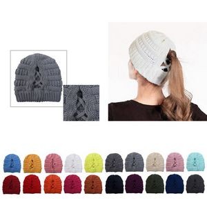 Winter Knitted Ponytail Beanie Hat