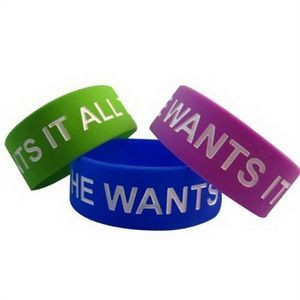 1" Wide Debossed Color filled Silicone Bracelet Wristband