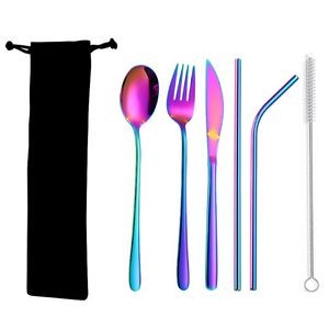 Stainless Steel Tableware w/Fabric Pouch