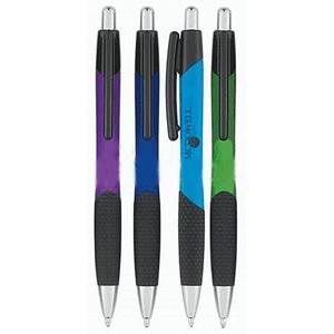 Click Plastic Ballpoint Pen w/Silicone Grip