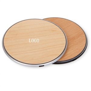10W Wooden Round Ultra-thin Wireless Charger