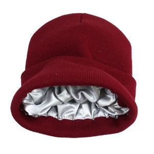 Elastic Satin Lined Beanie Hat for Women