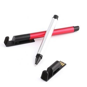 USB Flash Drive Ball Pen w/Mobile Phone Stand
