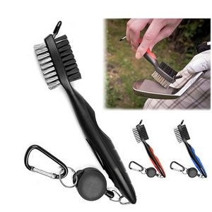 Double Side Golf Brush with Retractable Carabiner