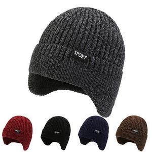Plain Winter Hat with Earflaps for Men