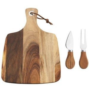 Wooden Cheese Charcuterie Board Set with 2 Knives
