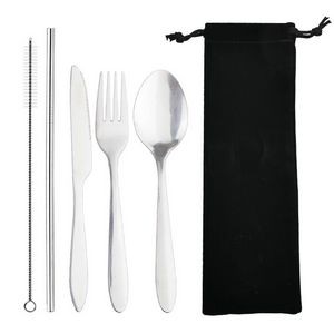 Stainless Steel Cutlery Set w/Drawstring Bag (5 Piece)
