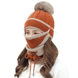 3pcs/Set Fashion Women Winter Knitted Hat