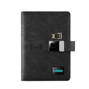Fingerprint Lock Diary with Wireless Power Bank $ USB Drive