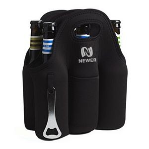 Insulated Neoprene Beer Wine Carrier Bag w/Opener (6 Pack)