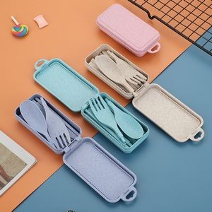 Folding Wheat Straw Cutlery Set with Case