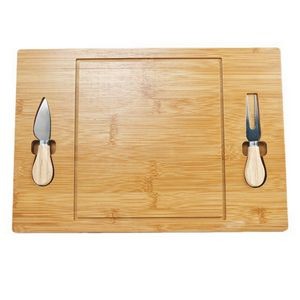 Bamboo Wooden Cheese Board with Knife Set