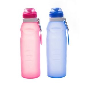 20 OZ. Silicone Folding Water Bottle with Carabiner