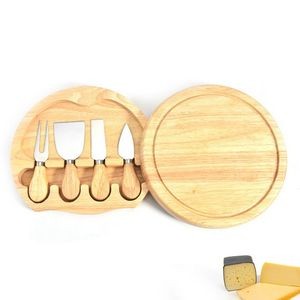 Round Bamboo Cheese Board and Knife Set