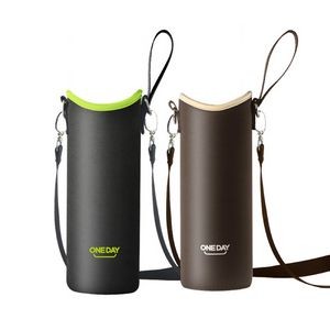 Neoprene Water Bottle Sleeve Cooler w/Lanyard