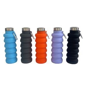 17 Oz. Silicone Foldable Water Bottle with Carabiner