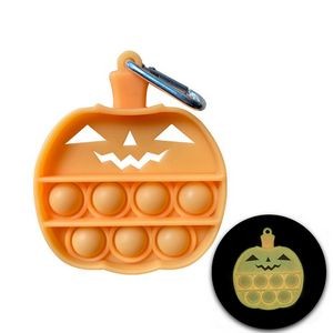 Glow in Dark Pumpkin Push Pop Bubble Toy Keychain