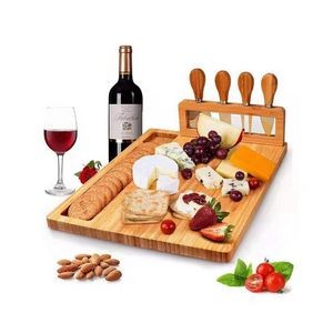 Bamboo Cheese Board with 4 Knives