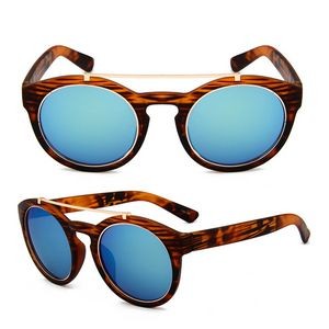 Metal Bridge Wooden Frame Sunglasses