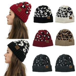 Lady Leopard Knit Beanie Hat