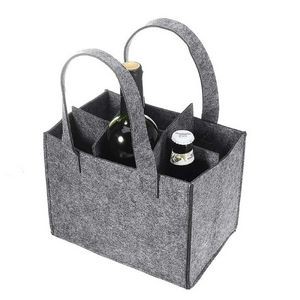 Multi-Pockets Felt Wine Tote Bag Beer Pouch w/Handle
