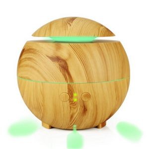 Round Wood Grain Ultrasonic Cool Mist Aroma Humidifier
