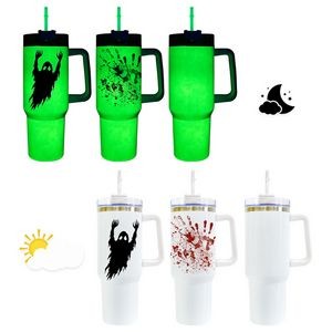 40 Oz. Glow in Dark Tumbler with Handle Lid and Straw