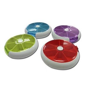 Round Rotating Pill Box w/7 Compartments