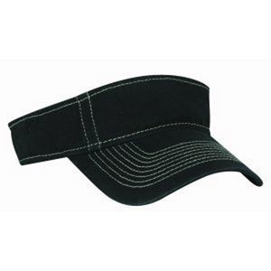 Washed Heavy Cotton Twill Visor with Contrasting Stitching