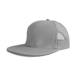 Deluxe 6 Panel Constructed Flat Bill Cotton Twill Mesh Back Cap
