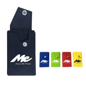 Silicone Phone Wallet Stand w/Button Closure