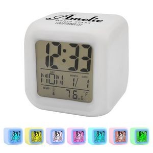 7-Color LED Night Glow Cube Clock