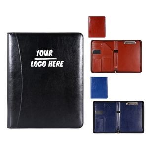 A4 Zipper Business Leather Padfolio