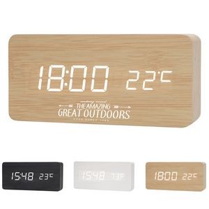 Wooden Alarm Clock w/ Temperature Display