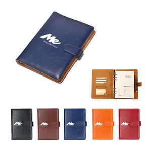 A5 PU Leather Loose-Leaf Notebook w/Card Holder