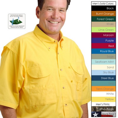 Tiger Hill Men's Poly/Cotton Short Sleeve Fishing Shirt