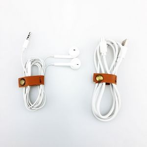 Earphone Data Line Winder Leather Cable Straps Organizer