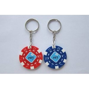 Dice Style Poker Chip Keychain