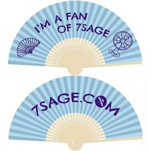 Full Color Folding Paper Fan w/ Bamboo Handle(2 Sides Paper)