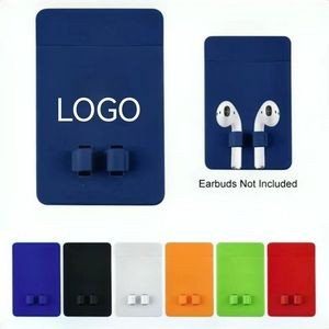 Silicone Phone Wallet w/Wireless Earbuds Holder