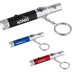 Keychain LED Flashlight with Whistle and Compass