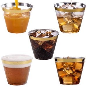 9 Oz. Gold Plastic Old Fashioned Cups