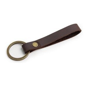 Leather Solid Metal Bronze Handcraft Key Ring