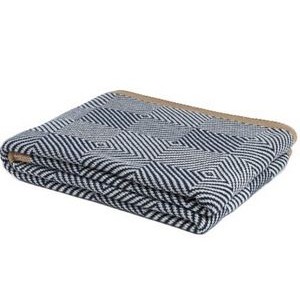Eco Poly Woven Square Throw (Navy/Gold)